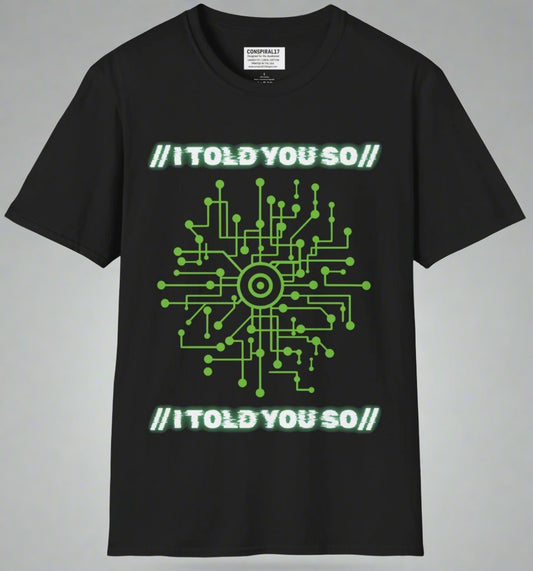 Conspi17Vibe Premium Tee - "I told you so, predicted ignored, upload complete"
